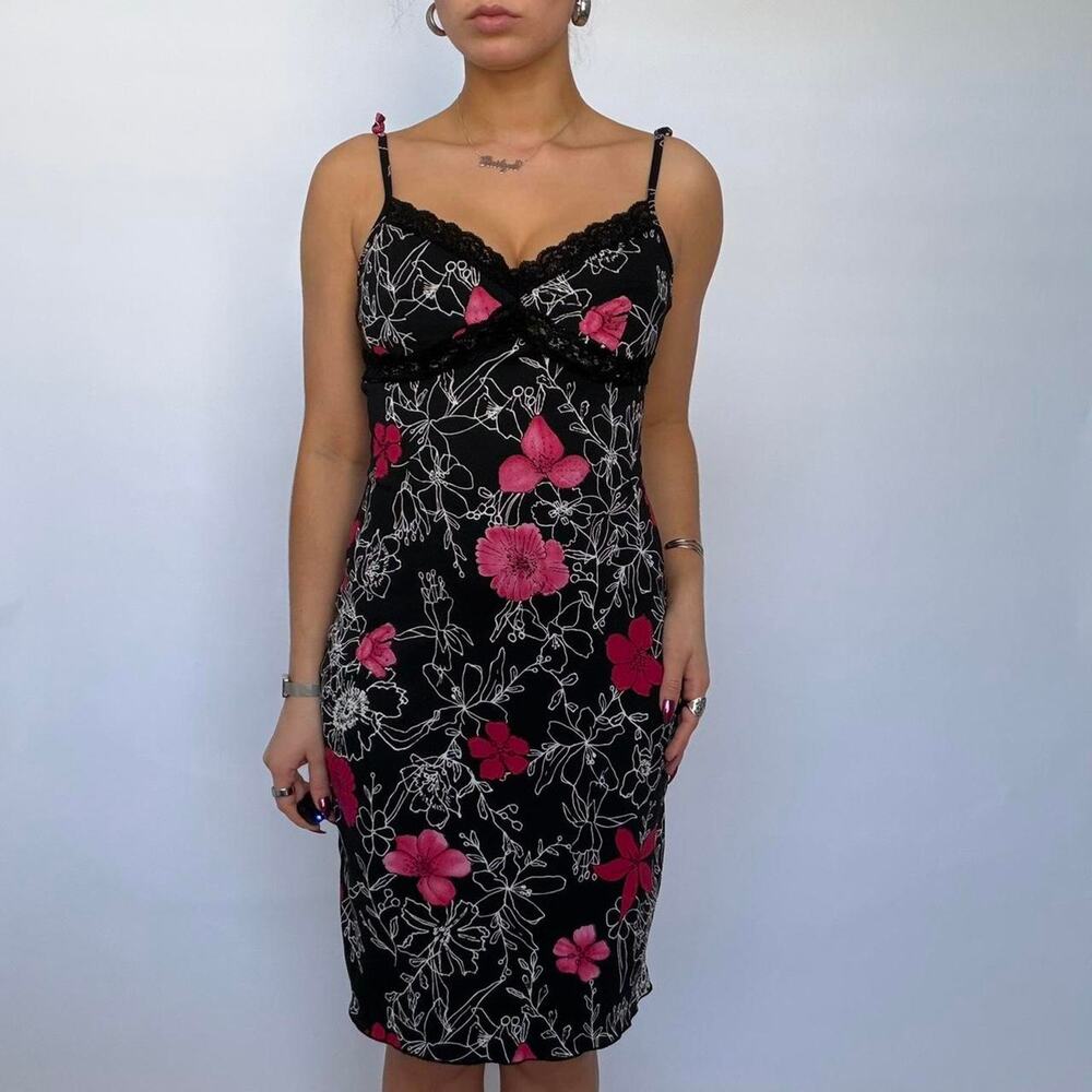 R Wear Rampage Clothing Co. Black & Pink Floral Midi Dress
